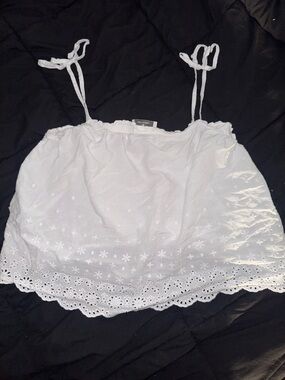 Gilly Hicks White Eyelet Tie-Shoulder Camisole